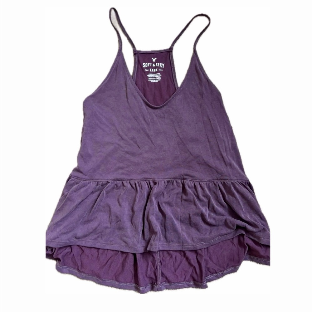 AE Babydoll Soft and Sexy Racerback Ruffle Tank Purple XS Y2K Vintage Style